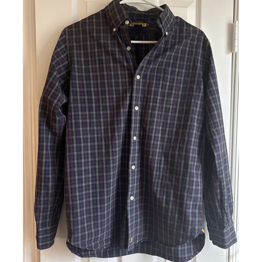 Ralph Lauren Rugby Mens Button Up Shirt Sz S Small Long Sleeve Top Plaid